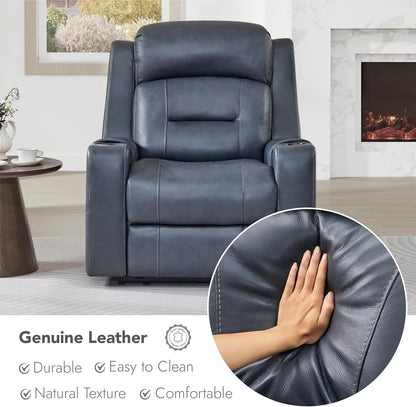 Watson & Whitely Genuine Leather Power Recliner Chairs for Adults, Lay Flat Recliner with Power