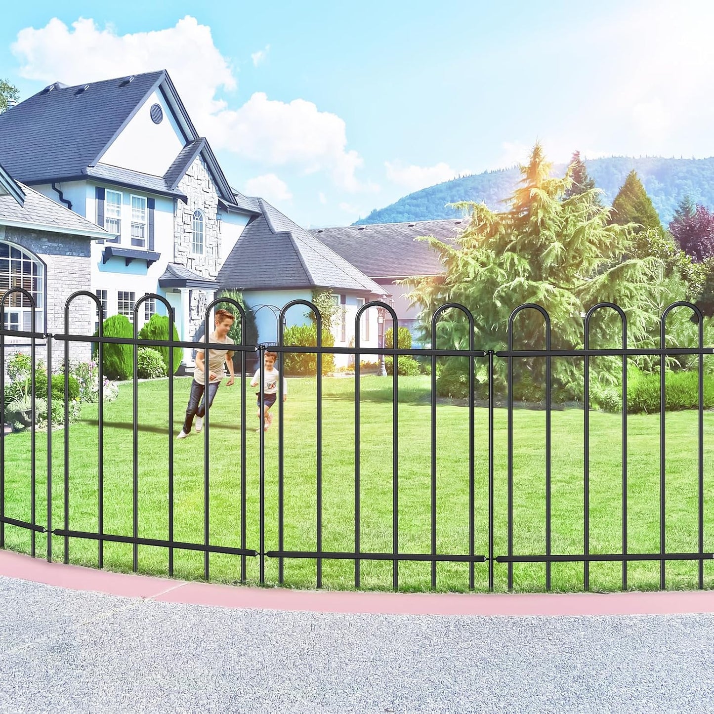 Metal Garden Fence 30 in H x 16 ft L, No dig Garden Border Yard Fencing, Dog Fence Outdoor