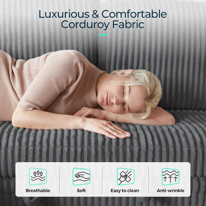 LINSY HOME Loveseat Sofa with Pull Out Couch: 2-in-1 Convertible 2 Seater Sofa Chaise with USB