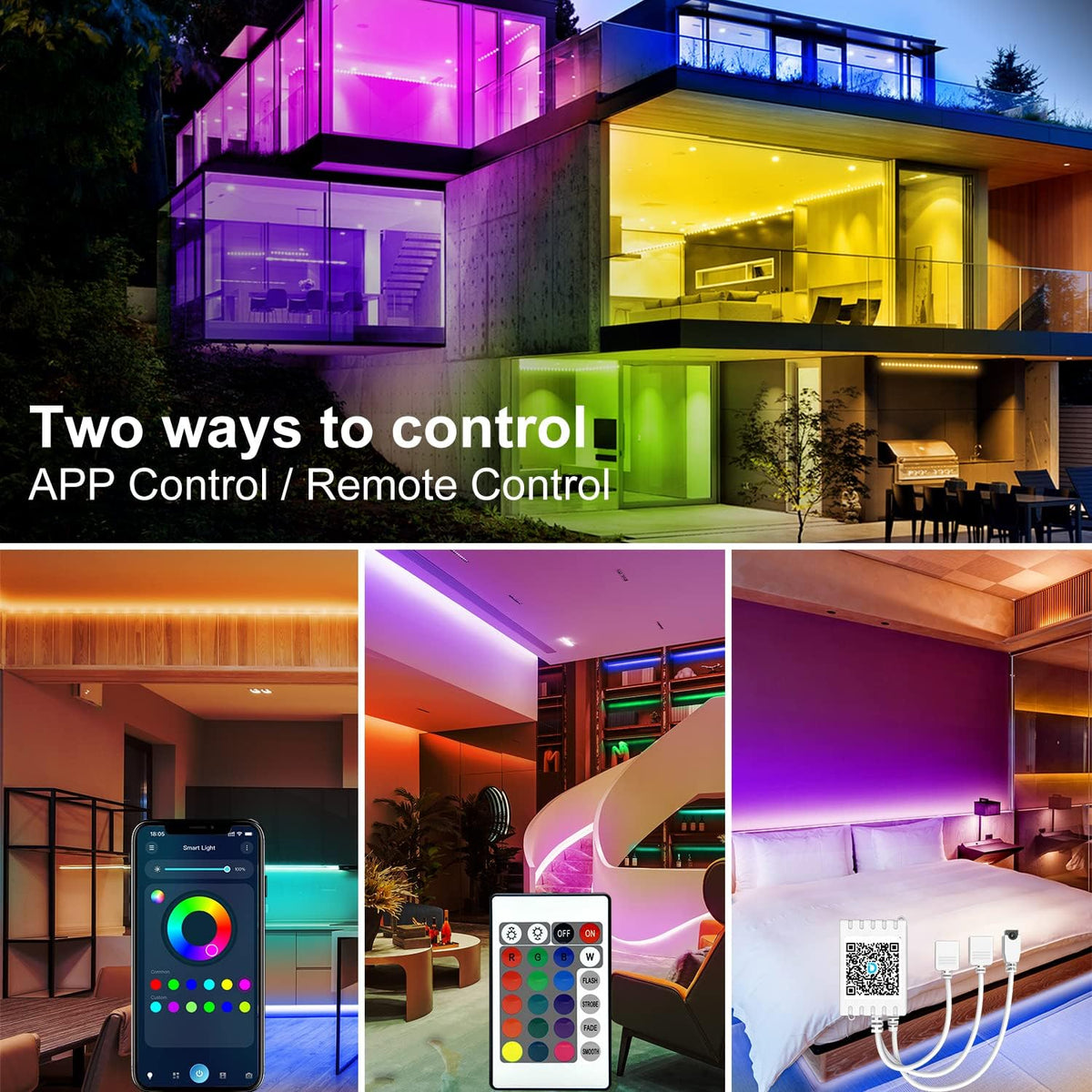 DAYBETTER LED Strip Lights 200 ft (2 Rolls of 100 ft), Smart App Control Lighting Bedroom Rome
