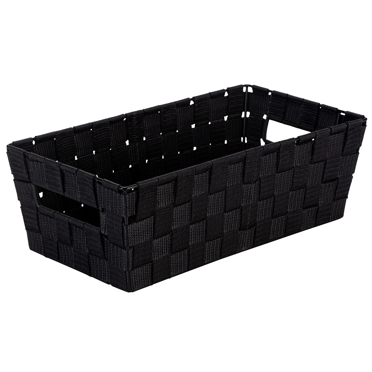 Simplify Extra Long Shelf Woven Strap Tote | Decorative Storage Basket | Built in Handles |