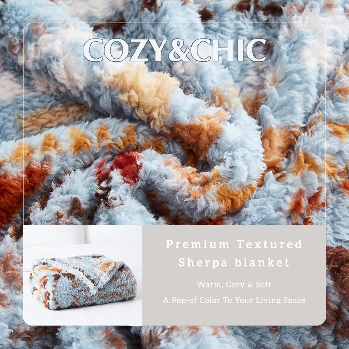 CASAAGUSTO Boho Sherpa Throw Blanket, Aztec Queen Blanket, Ultra Soft, Warm, Cozy, Plush, Thick