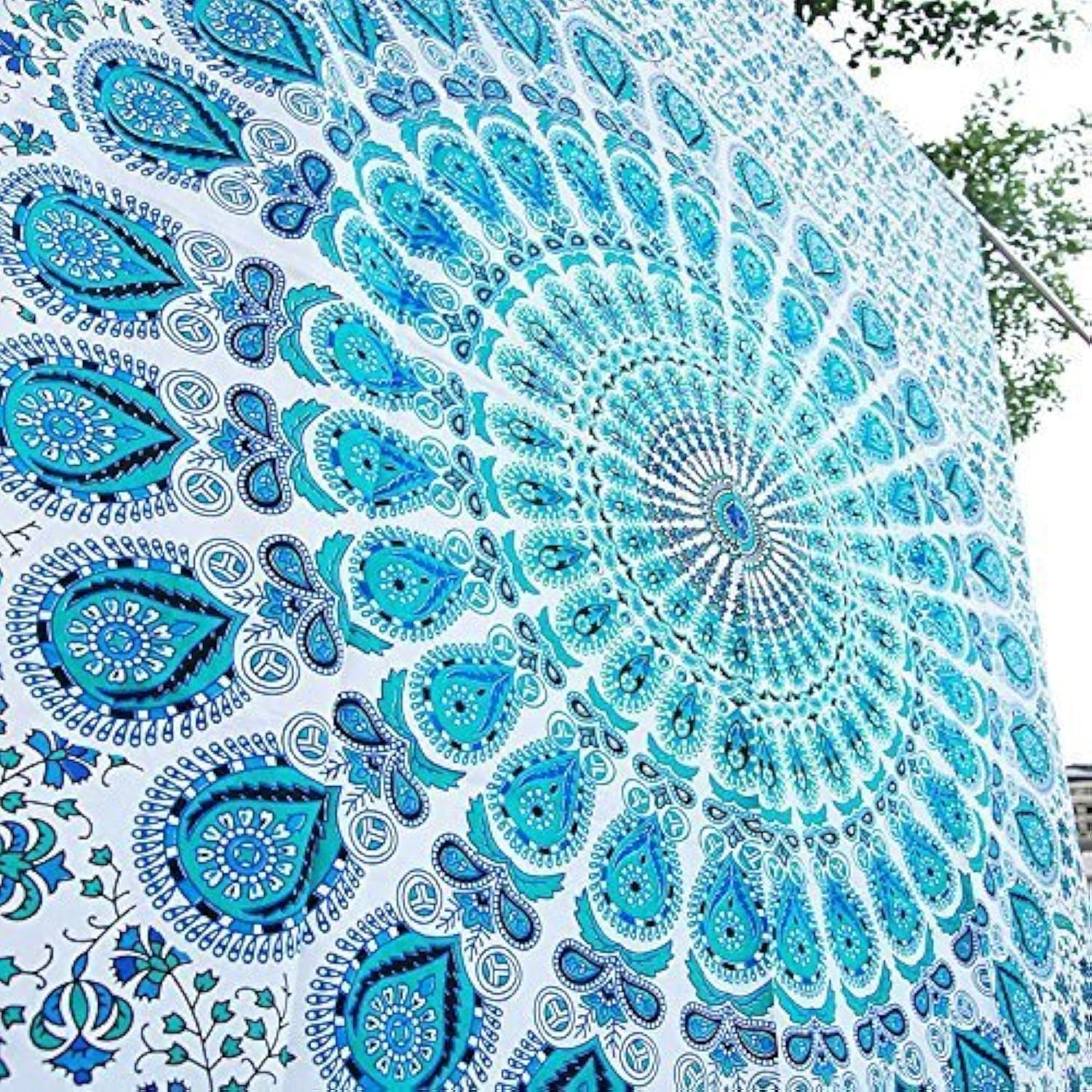Bless International Handmade Indian hippie Bohemian Psychedelic Peacock Mandala Wall hanging