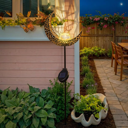 TAKE ME Moon Solar Lights Garden Outdoor Decor Waterproof Metal Solar Stakes Lights for Patio Yard