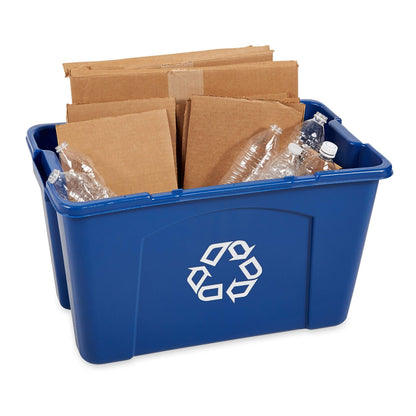 Rubbermaid Commercial Products Stackable Recycling Bin, 18 Gallon, Blue Storage Container, For