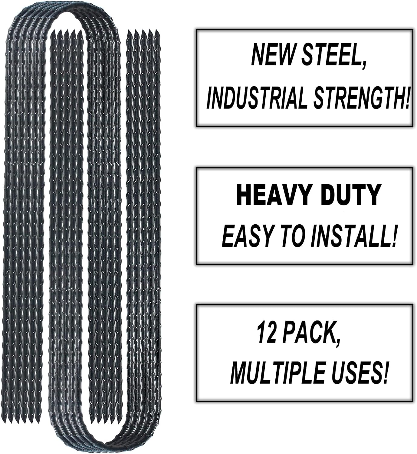 DTANX 12 Pack 12 Inch Rebar Stakes Heavy Duty Trampoline Anchors, Garden Stakes Tent Stakes Steel