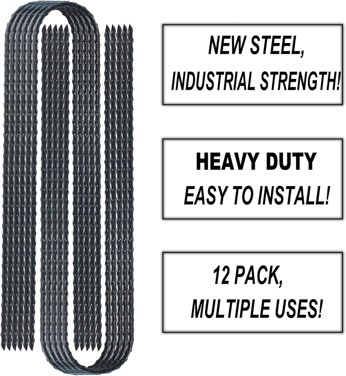 DTANX 12 Pack 12 Inch Rebar Stakes Heavy Duty Trampoline Anchors, Garden Stakes Tent Stakes Steel