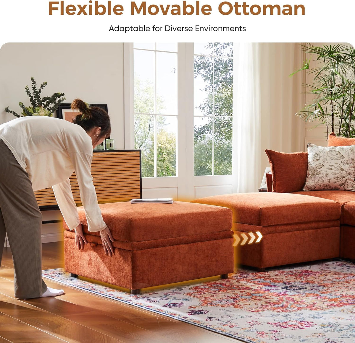 198.6" Oversized Modular Sectional Sofa, U Shaped Convertible Couch with Movable Ottoman, Large 10