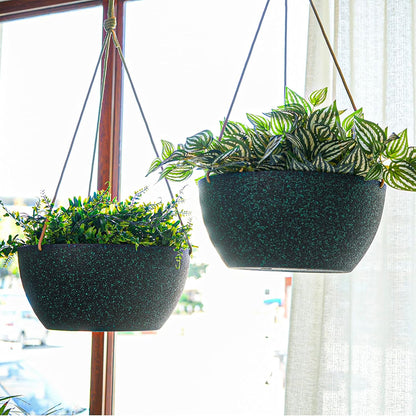 12 Inch 2 Pack Large Hanging Planters for Indoor Outdoor Plants, Plastic Hanging Basket Pots for