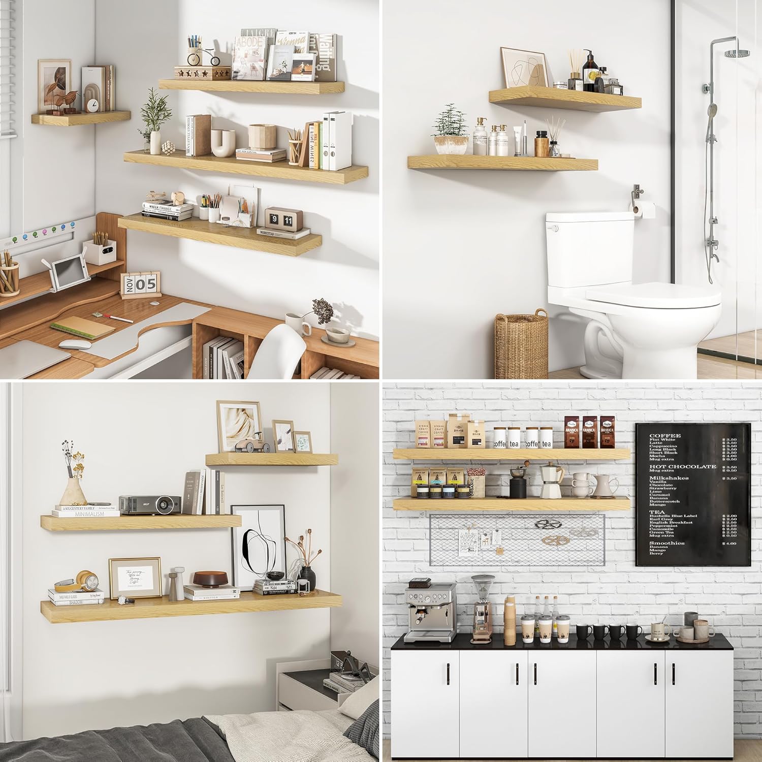 RICHFOCUS 55Inch Floating Shelves for Wall 1 Pack Shelves for Bedroom|Kitchen|Bathroom Wall Mounted