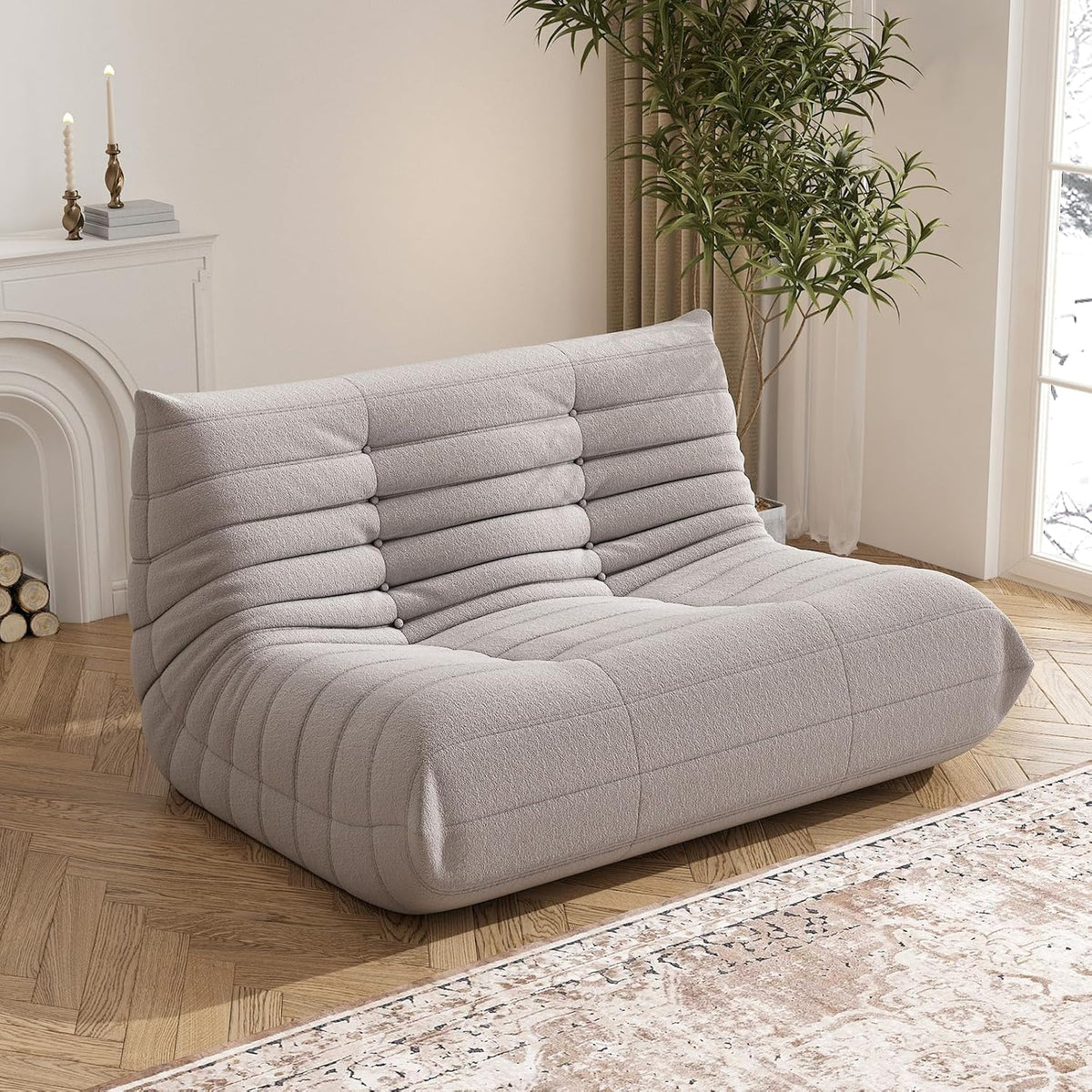 Bean Bag Chair for Adults, Oversized Loveseat Fireside Chair Comfy Lazy Floor Sofa, 2 Seater Lazy