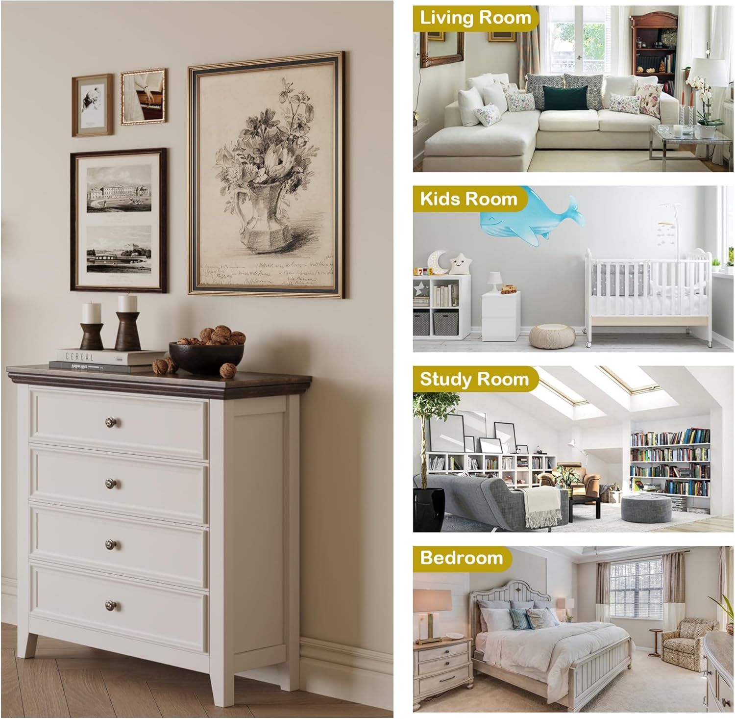 BLANKSPACE Dresser for Bedroom, 4 Drawer Dresser, Modern 4 Chest of Drawers, Farmhouse Storage