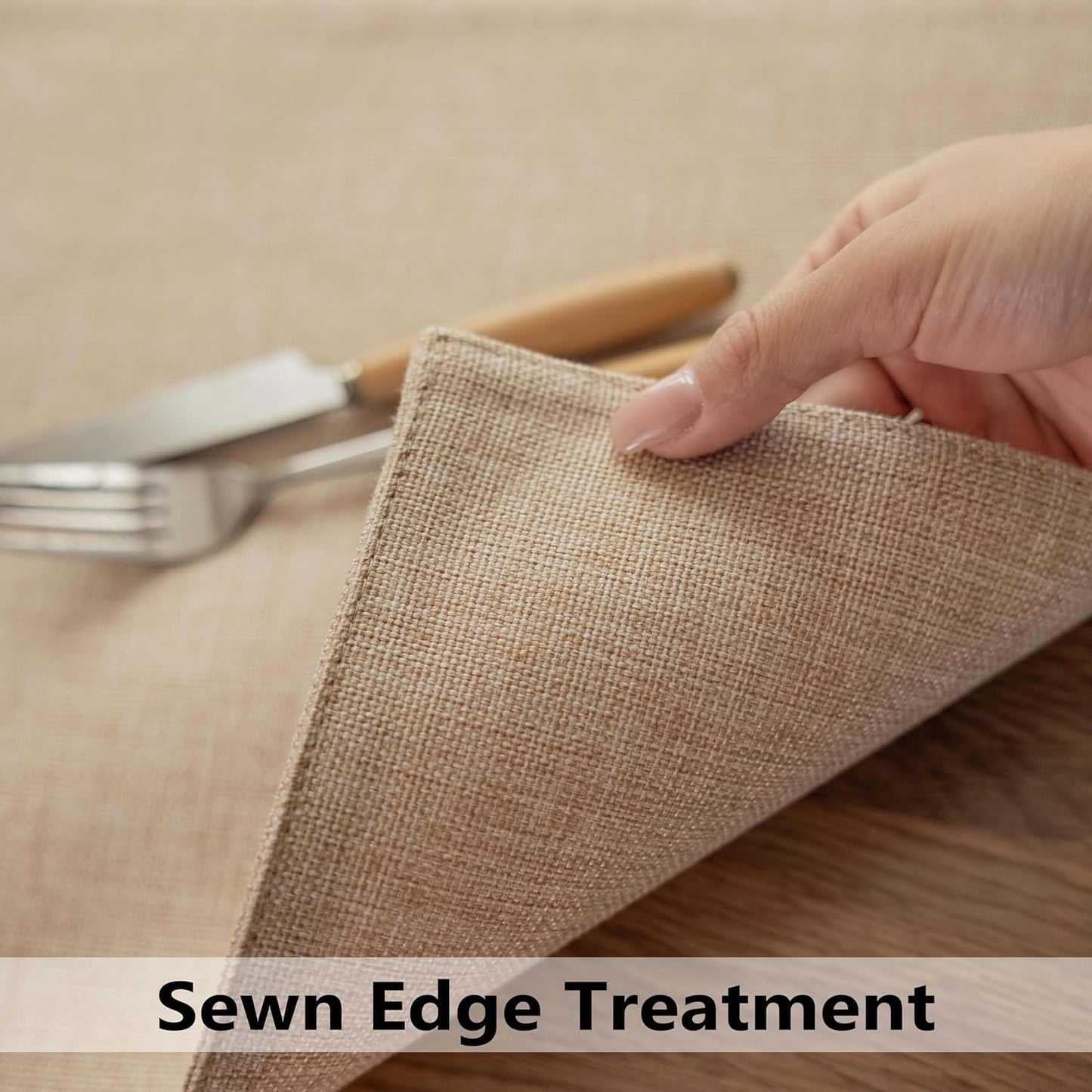 Demetex Linen Placemats Set of 8 Modern Beige Place Mats Heat Resistant Washable Table Placemat for
