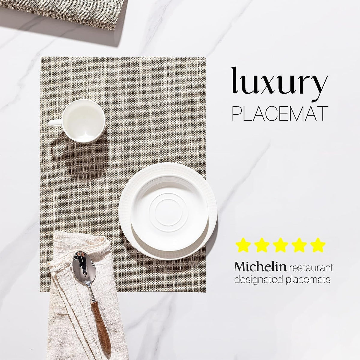 LEXMORE Placemat Set of 4 Vinyl/Plastic Woven Place Mats for Kitchen Table Indoor/Outdoor Washable