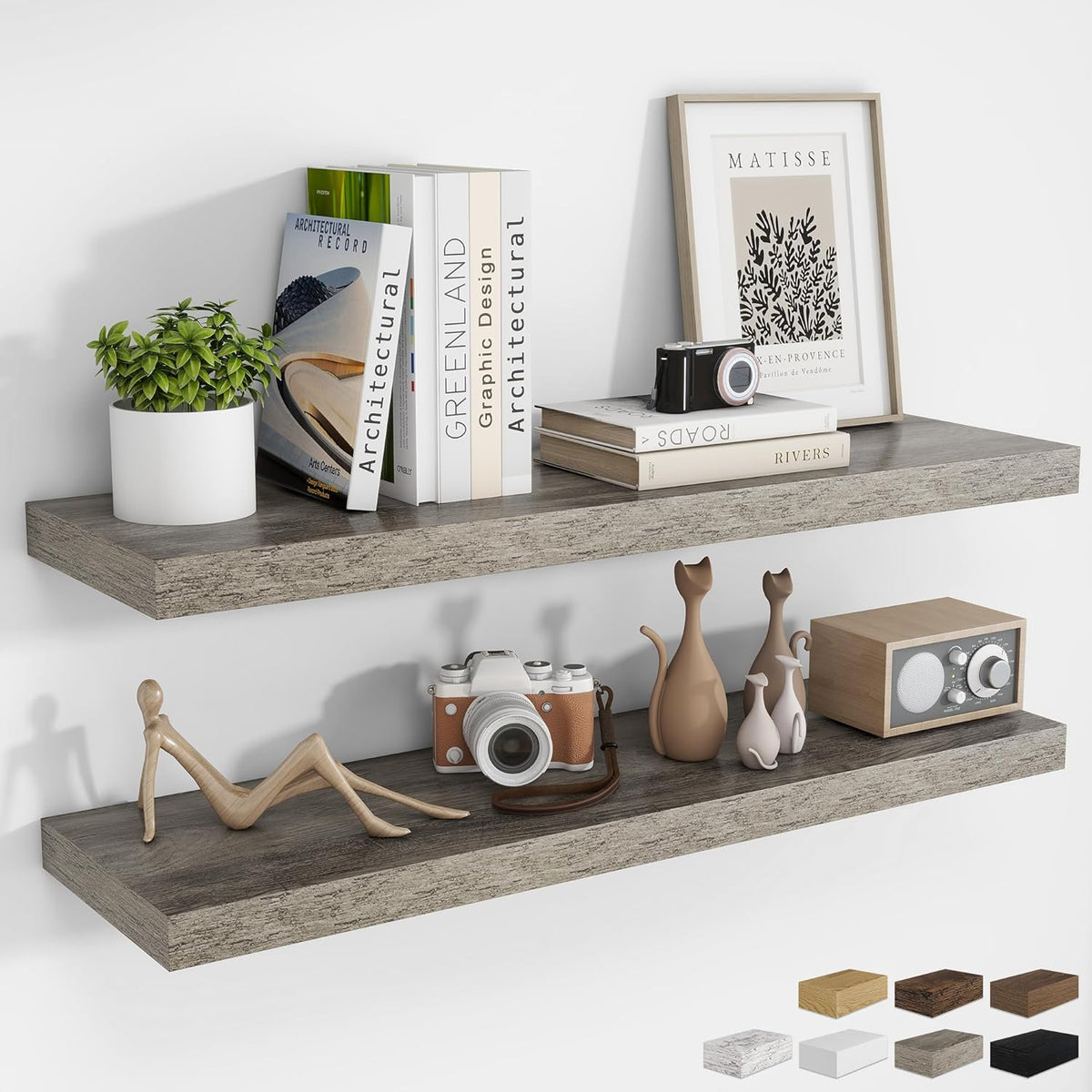 RICHFOCUS 40Inch Floating Shelves for Wall 2 Pack Shelves for Bedroom|Kitchen|Bathroom Wall Mounted