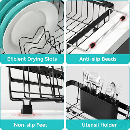 MAJALiS Dish Drying Rack in Sink -Expandable Stainless Steel Over Sink Dish Rack (11.3''-17'')