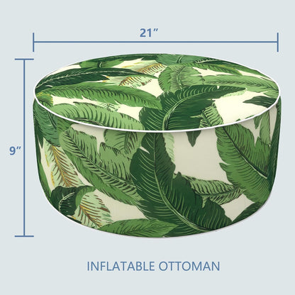 LVTXIII Outdoor/Indoor Round Inflatable Ottoman, All Weather Patio Footstool, Portable Footrest