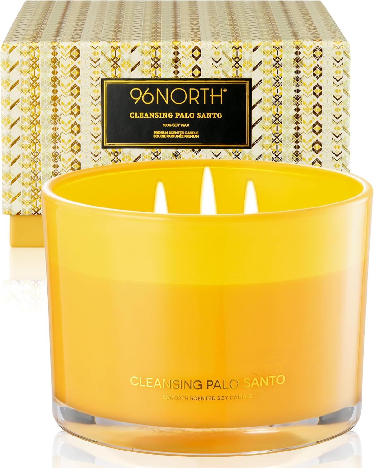 96NORTH Luxury Palo Santo Candle | Large 3 Wick Jar Candle | Up to 50 Hours Burning Time | 100%
