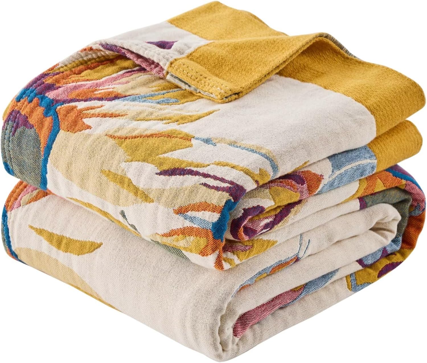 Boho Throw Blanket for Bed, Lightweight Reversible Quilt, Fall Cotton Blanket, Queen Size Boho