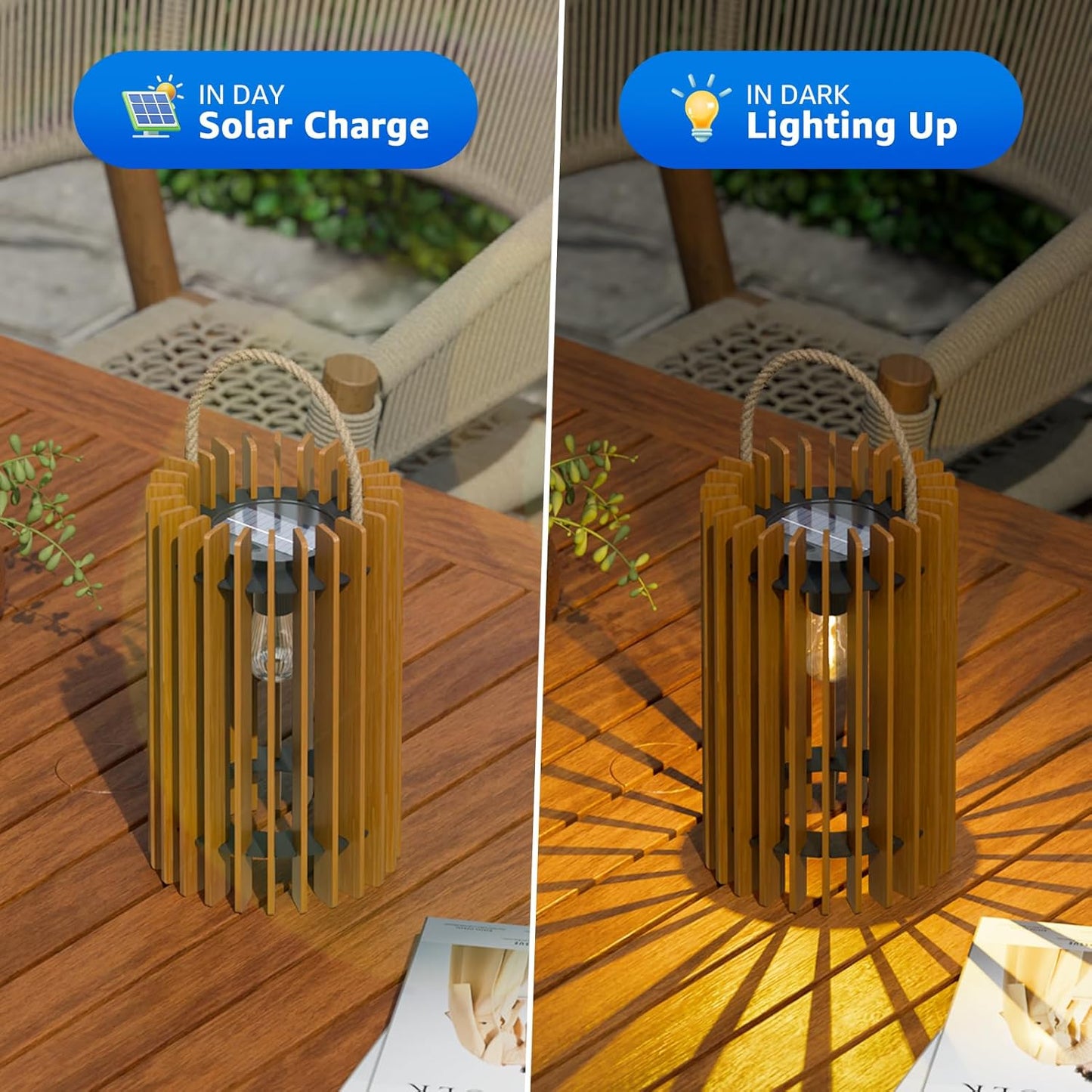 2-Pack Solar Lanterns Outdoor Hanging Portable Table Top Decorative Lamp DIY Lantern Lights