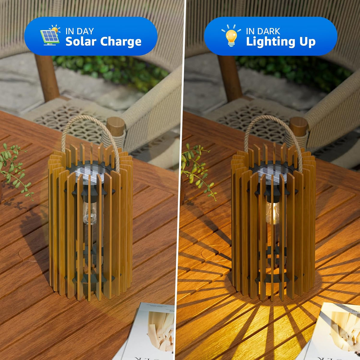 2-Pack Solar Lanterns Outdoor Hanging Portable Table Top Decorative Lamp DIY Lantern Lights