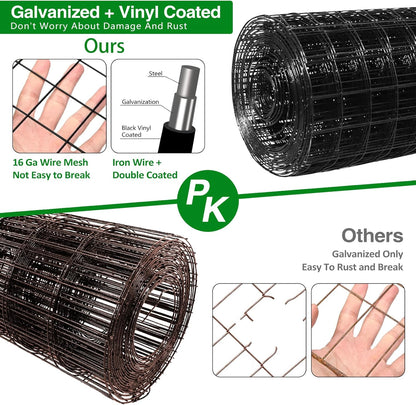 Wire Fence, 36 in(H) X 50 ft(L) PVC Coated Welded Wire Fencing 2" X 2" 16GA Garden Border Vinyl