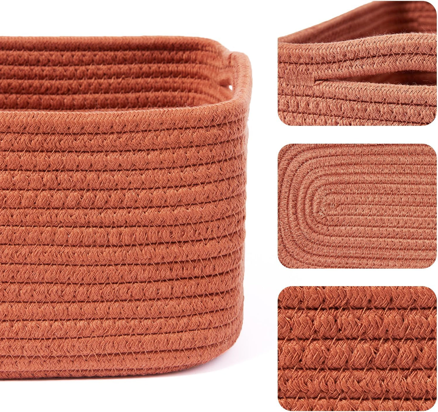 Small Storage Baskets for Organizing | Closet Organizer Bins | Shelf Toy Basket | Woven Rope