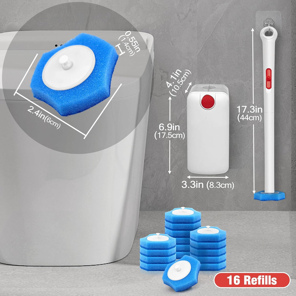 JEHONN Disposable Toilet Bowl Cleaner Wand with Upgraded Clamping System, Wall Mounted Bathroom