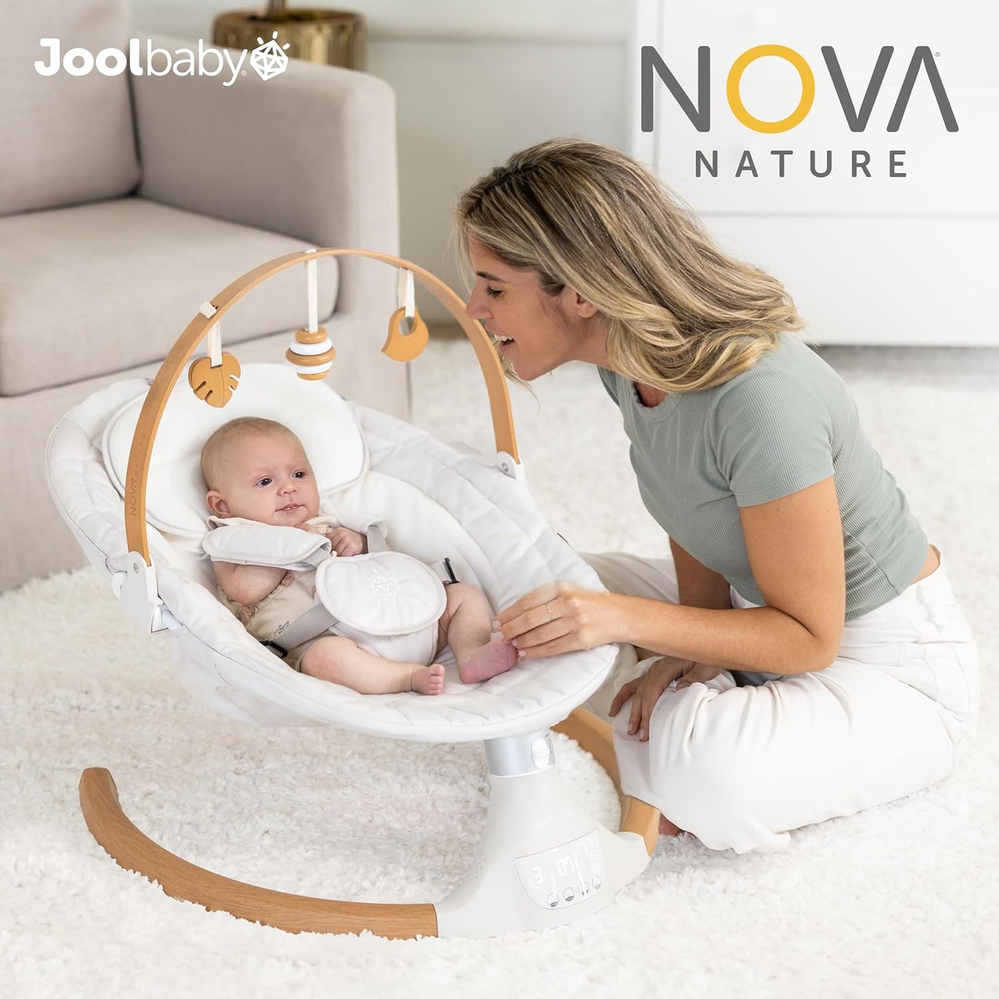 Jool Baby Nova Swing for Newborns - Electric Motorized Infant Swing, Bluetooth Music, 10 Preset