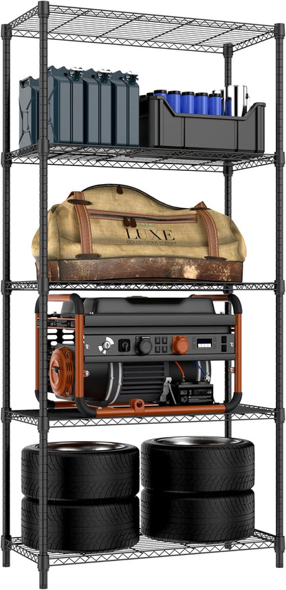 1250 lbs 5 Tier Shelf Metal Storage Shelves Shelving Wire Rack Heavy Duty Closet Organizers for