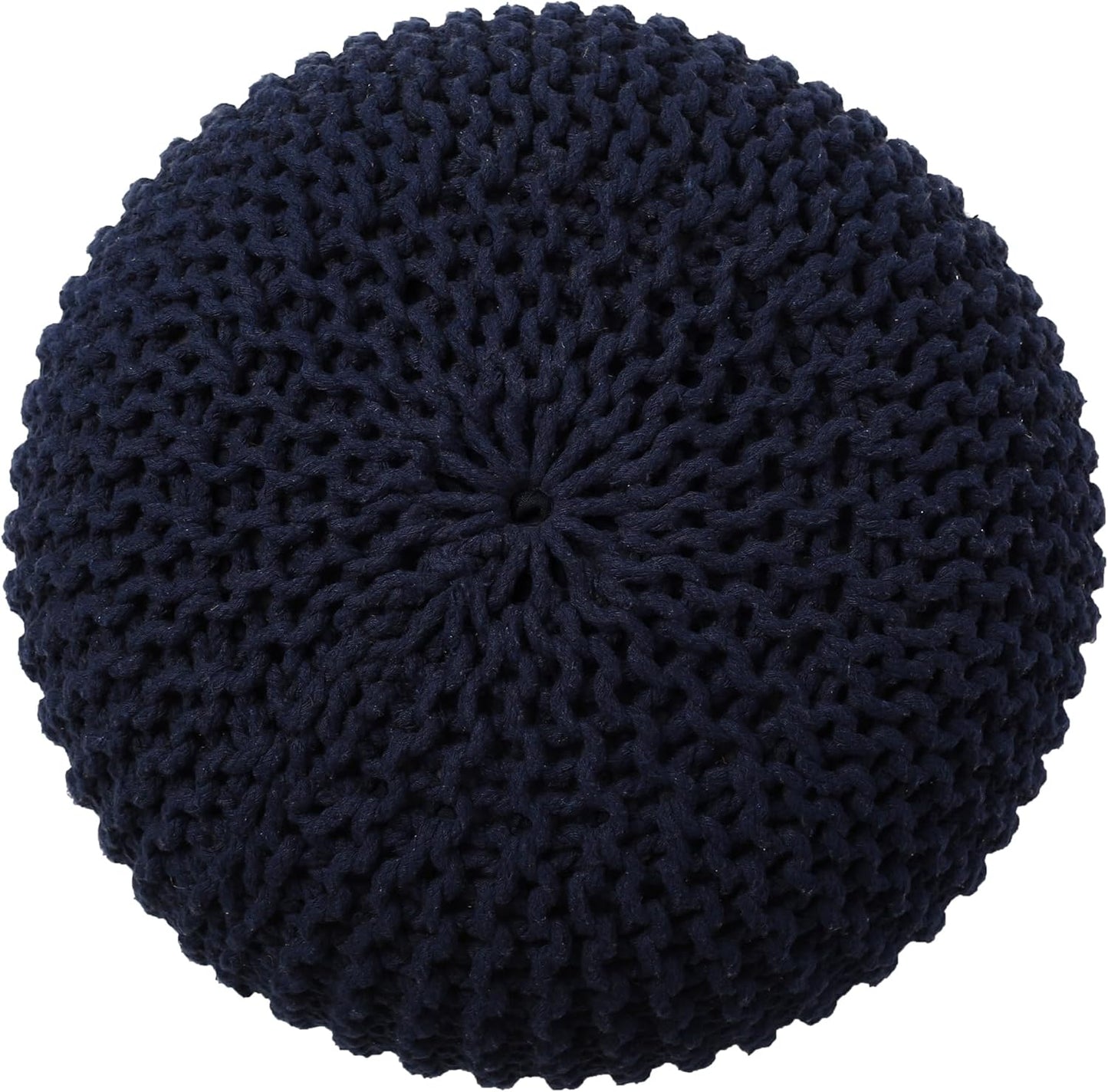 REDEARTH Round Pouf Foot Stool Bean Bag Ottoman - Cable Knitted Cord Boho Pouffe - Poof Accent Bean