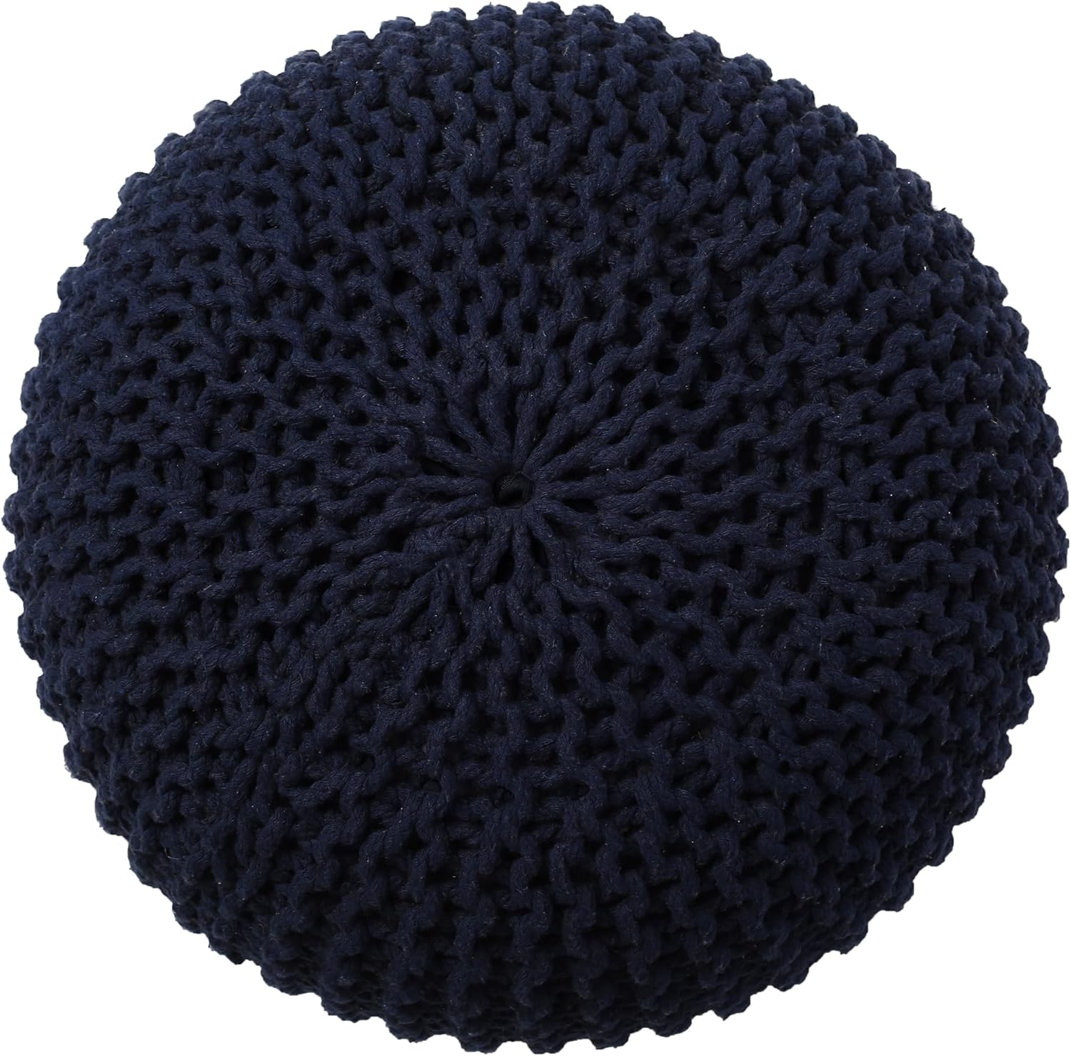 REDEARTH Round Pouf Foot Stool Bean Bag Ottoman - Cable Knitted Cord Boho Pouffe - Poof Accent Bean