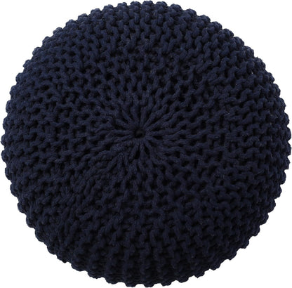 REDEARTH Round Pouf Foot Stool Bean Bag Ottoman - Cable Knitted Cord Boho Pouffe - Poof Accent Bean