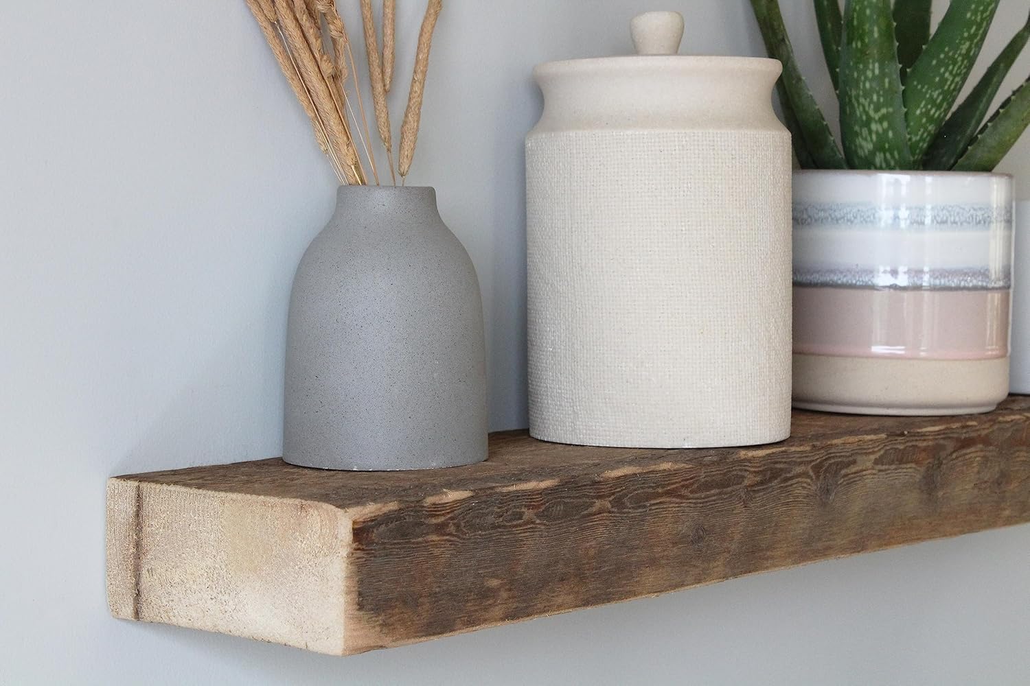 Urban Legacy Reclaimed Barnwood Planks | Floating Shelves for Wall w/Flush Mount Shelf Bracket Set