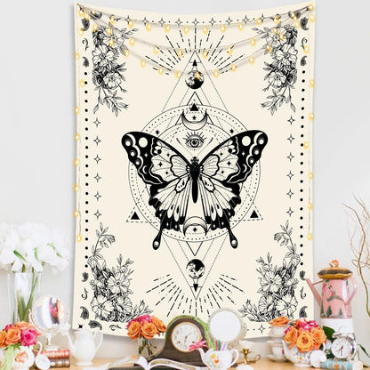 Lunerfex Boho Butterfly Tapestry Small Tapestry Tarot Tapestries Moon Phase Aesthetic Tapestries