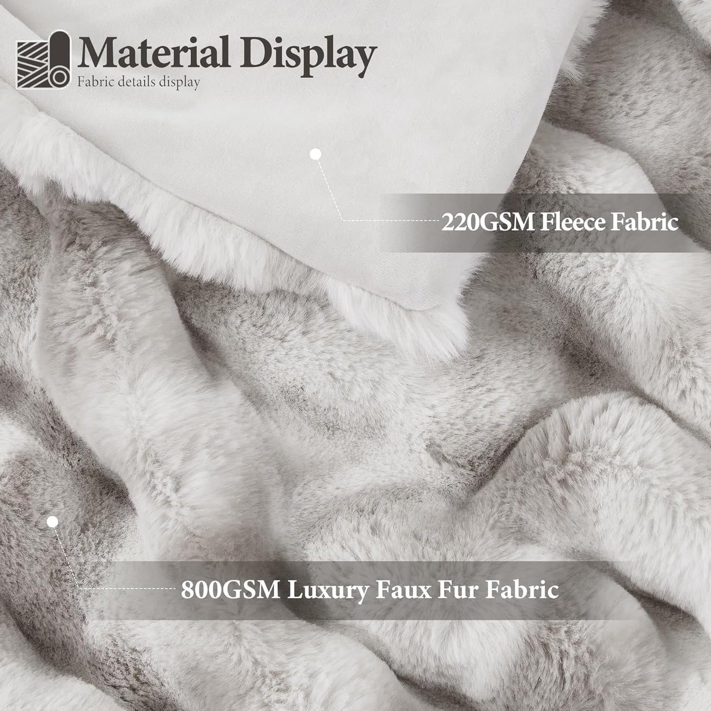 Touchat Luxury 1000GSM Rabbit Faux Fur Blanket, Super Heavy Warm Cozy Brown Blankets for Couch Bed