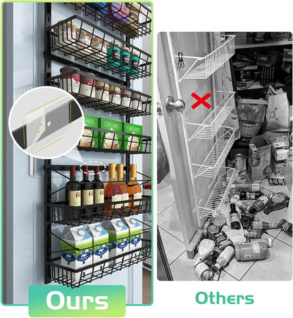 Over The Door Pantry Organizer, Pantry Storage and Organization, 6-Tier Adjustable Hanging Baskets
