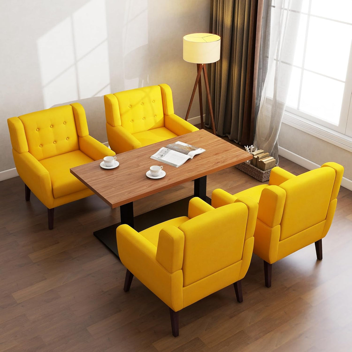 UIXE Accent Chair, Modern Upholstered Armchair in Fabric for Living Room, Comfy Club Arm Chairs