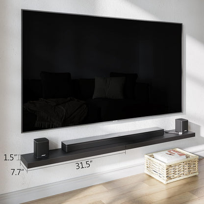 BAMEOS Floating Shelves, 31W x 8D Black Wall Mounted Wooden Shelves with Invisible Brackets Set of