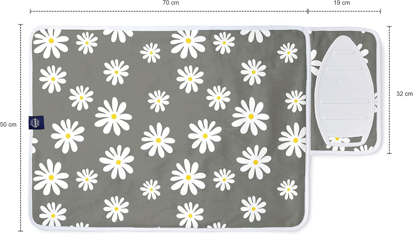 Encasa Homes Ironing Mat/Pad (Small 28"x20") with 3mm Padding & Silicone Iron Rest for Steam