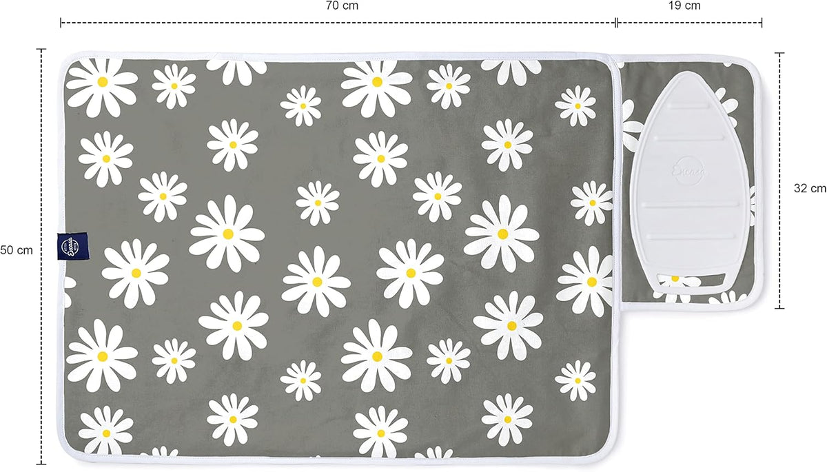 Encasa Homes Ironing Mat/Pad (Small 28"x20") with 3mm Padding & Silicone Iron Rest for Steam