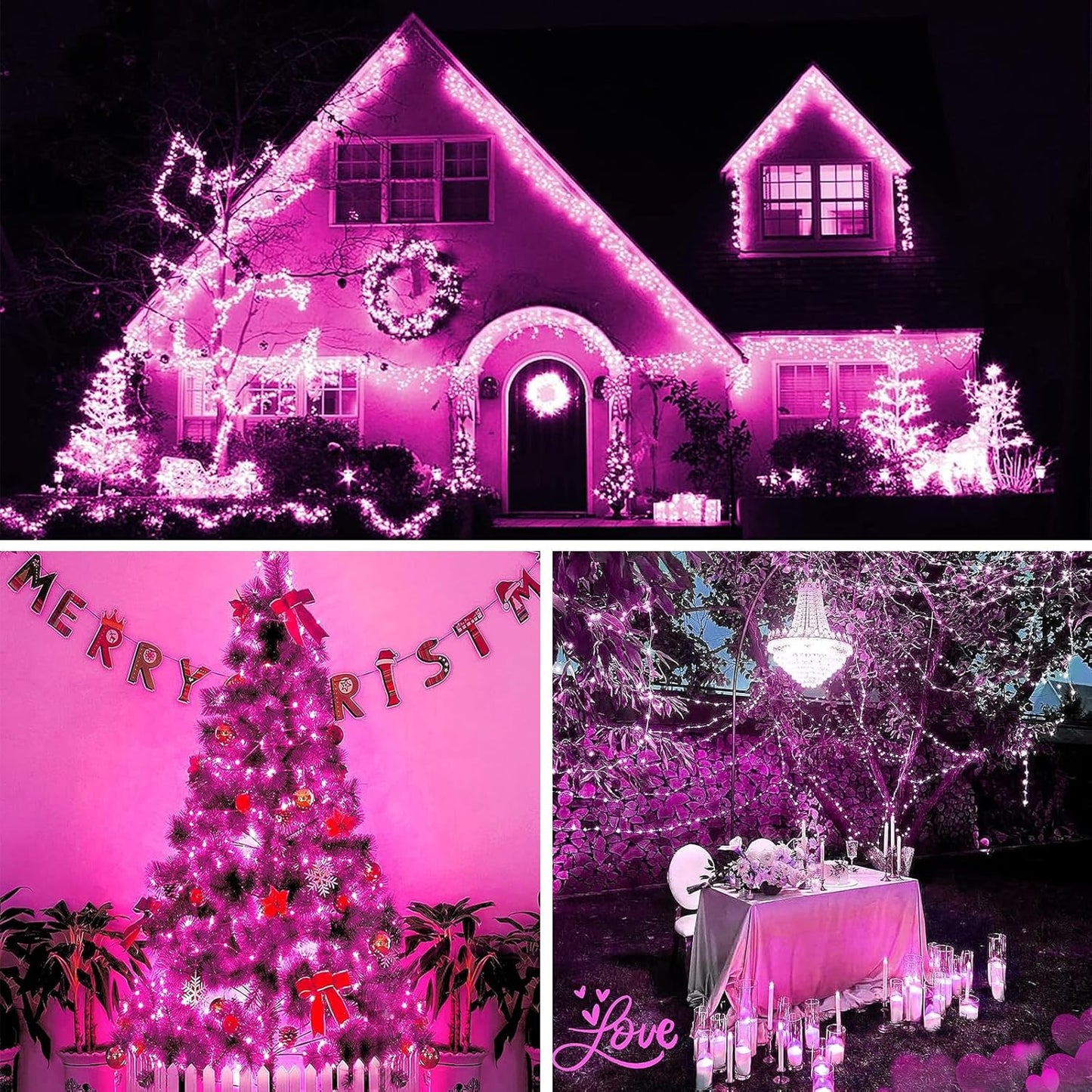 Solar String Lights Outdoor, 2-Pack Total 80FT 200 LED Solar Christmas Twinkle Lights Outside