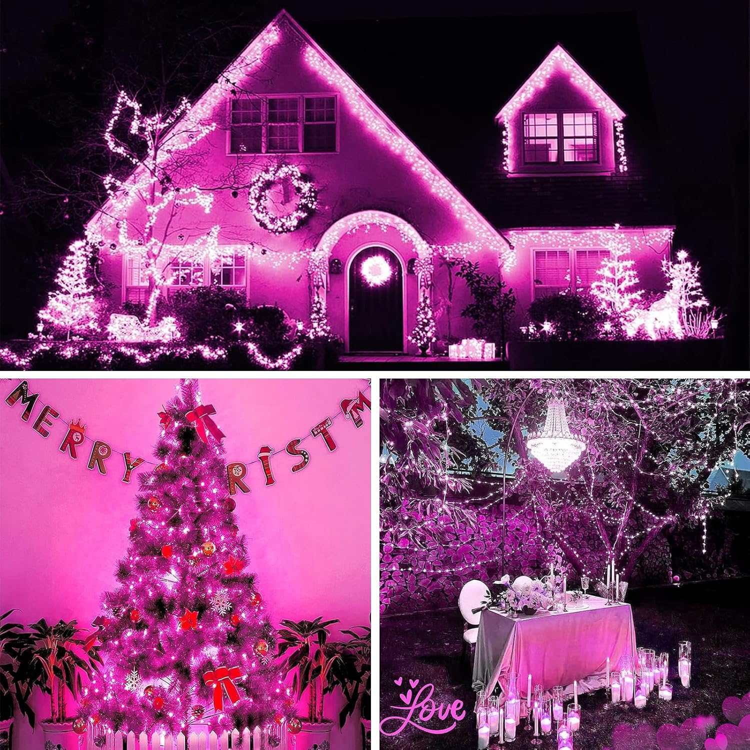 Solar String Lights Outdoor, 2-Pack Total 80FT 200 LED Solar Christmas Twinkle Lights Outside
