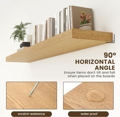 Deep Floating Shelves for Wall - 72 Inch Wide x 12 Inch Deep Wall Shelves Set of 1 - Rustic Oak