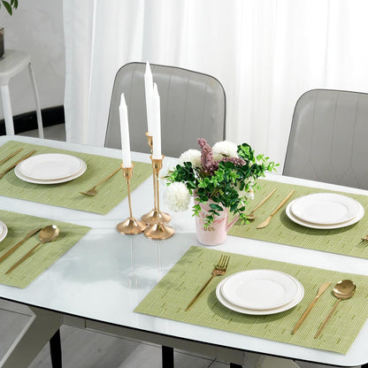 Placemats Set of 6，Non-Slip PVC Weave Table Mats Easy to Clean，Heat Resistant Place Mats for