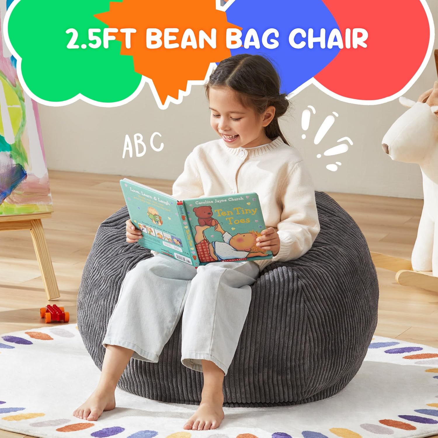 Hobestluk 2.5FT Bean Bag Chair Beanbags Small Bean Bag Chair with Filler Included Teardrop Bean Bag