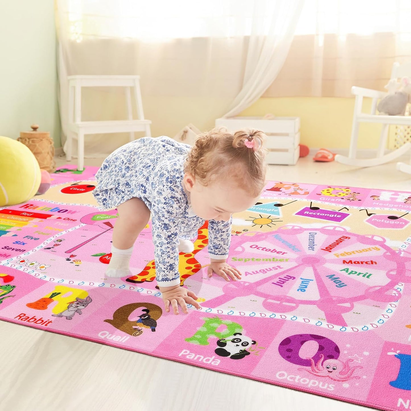 Kids Rugs for Playroom Bedroom Classroom Nursery, Non-Slip and Washable Rugs for Children Toddlers