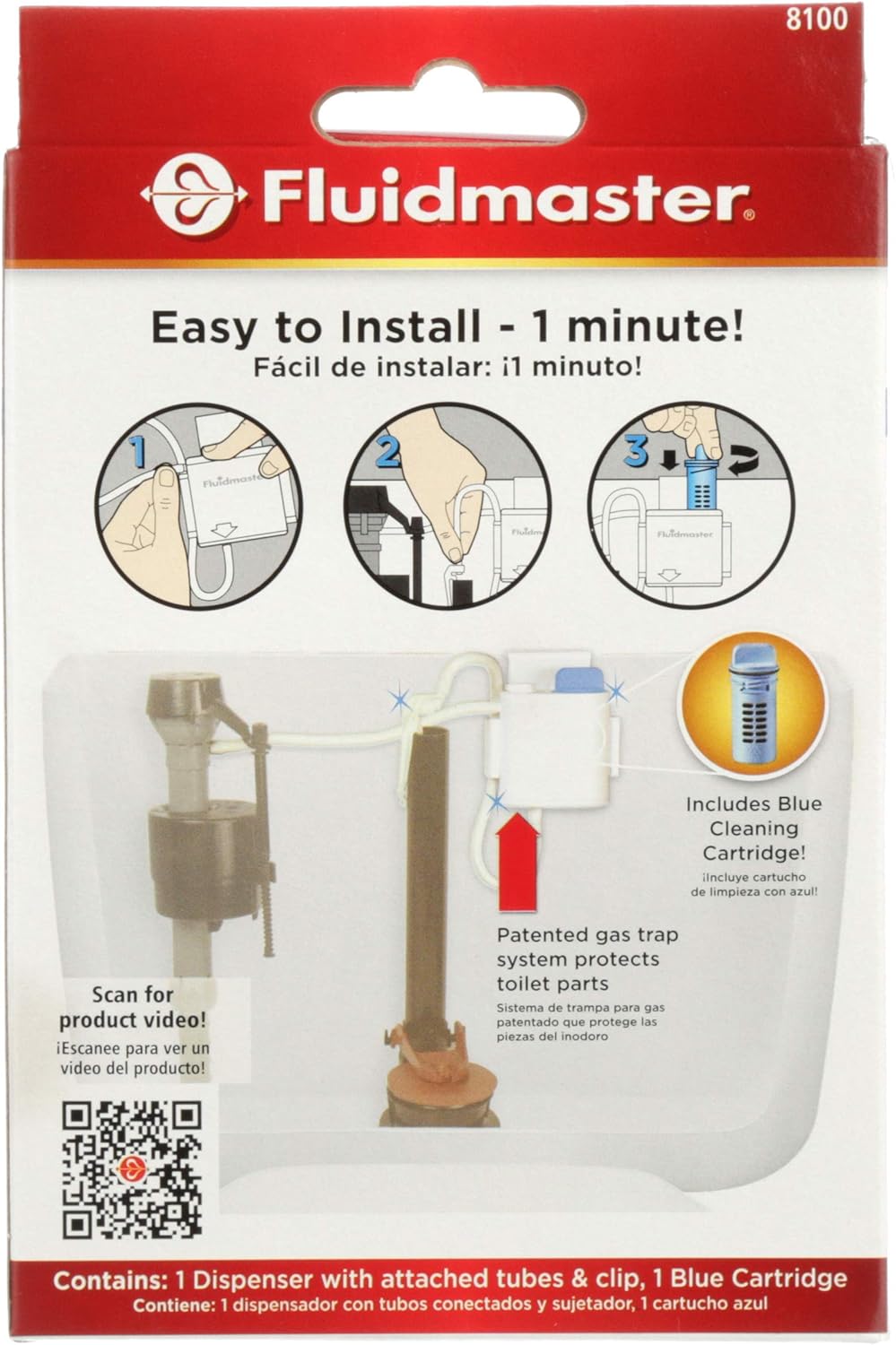 Fluidmaster 8100 Flush 'n Sparkle Automatic Toilet Bowl Cleaning System with Blue Cartridge