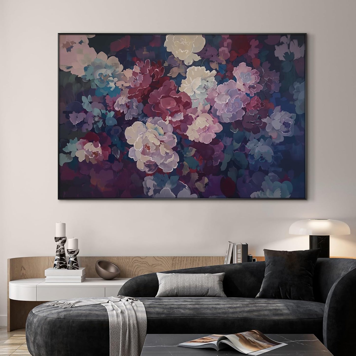 SIGNWIN 46"x72" Extra Large Framed Wall Art Bold Peony Bloom in Colorful Impressionist Style, Lush