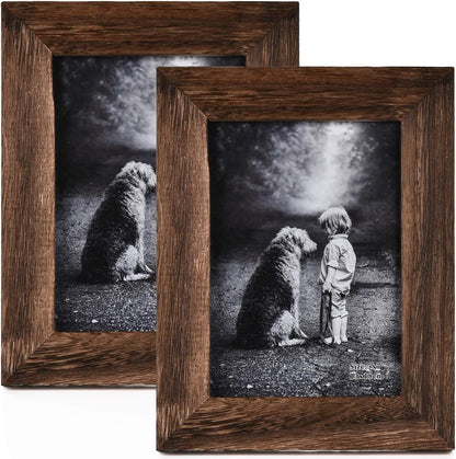 Yaetm 5x7 Picture Frame Distressed Wood, Rustic Solid Wood Photo Frame 5 x 7, Display for Tabletop
